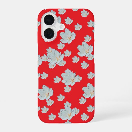 Rote Blüten iPhone 16 Hülle (Rückseite)
