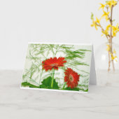 Rote Blüten Karte (Gelbe Blume)