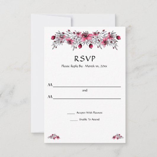 Rote Blüten RSVP Karte (Vorderseite)