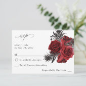 Rote Blüten und Schwarz Keine Mahlzeiten UAWG RSVP Karte (Stehend Vorderseite)