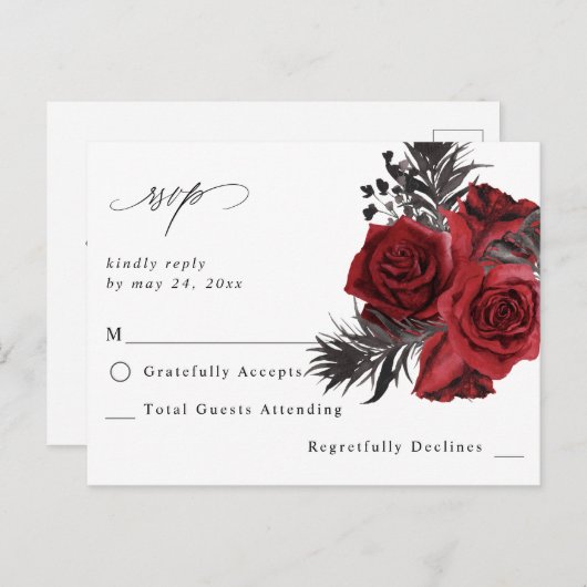 Rote Blüten und Schwarz, keine Mahlzeiten UAWG V2 Postkarte (Vorne/Hinten)