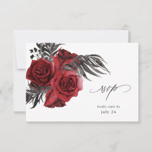 Rote Blüten und Schwarze UAWG RSVP Karte