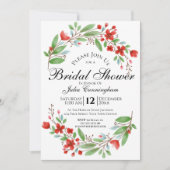Rote Blüten Wasserfarbenes Brautparty Einladung (Vorderseite)