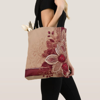 Rote Blütenband Kunst Tasche