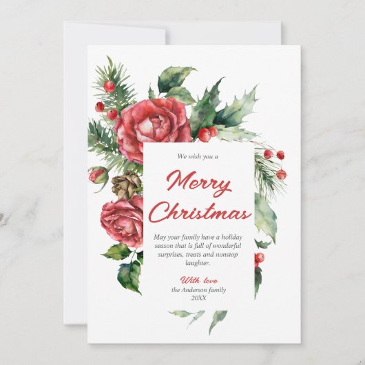 Rote Blütenberries Foto Weihnachten (Vorderseite)