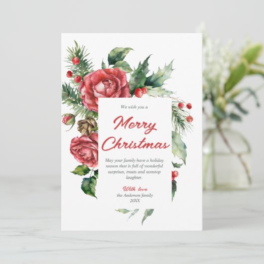 Rote Blütenberries Foto Weihnachten (Stehend Vorderseite)