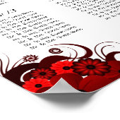 Rote Blütenblätter und weiße 15 Hochzeitstische Poster (Ecke)