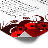 Rote Blütenblätter und weiße 16 Hochzeitstische Poster (Ecke)