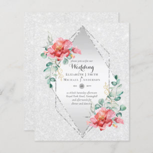 Rote Blütenblüte Hochzeit mit Low Budget Glitzer