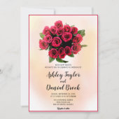 Rote Blütenbraun Bouquet Romantische Hochzeit Einladung (Vorderseite)