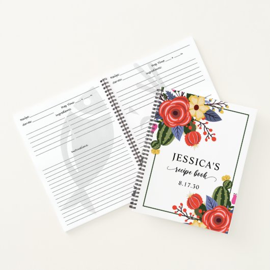 Rote Blütendusche Rezept Notizblock (Innenseite)