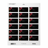 Rote Blütenhochzeit Adressaufkleber (Vorne)