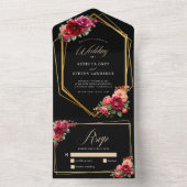 Rote Blütenhochzeit All In One Einladung (Innen Boden)