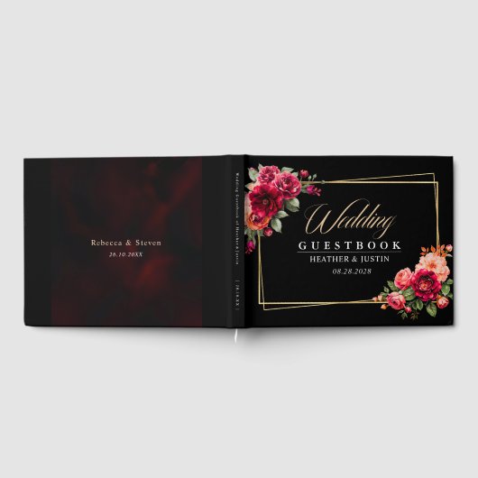 Rote Blütenhochzeit Gästebuch (Voll)