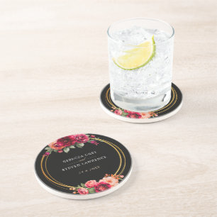 Rote Blütenhochzeit Getränkeuntersetzer
