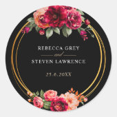 Rote Blütenhochzeit Runder Aufkleber (Vorderseite)