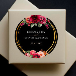 Rote Blütenhochzeit Runder Aufkleber