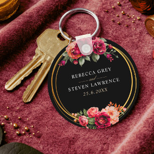 Rote Blütenhochzeit Schlüsselanhänger
