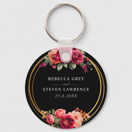 Rote Blütenhochzeit Schlüsselanhänger (Vorderseite)
