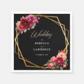 Rote Blütenhochzeit Serviette (Vorderseite)