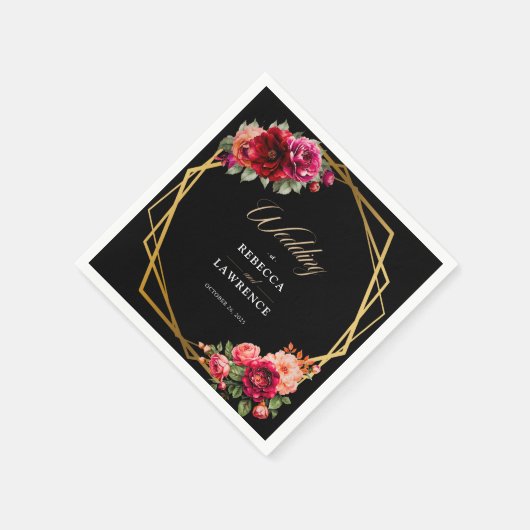 Rote Blütenhochzeit Serviette (Ecke)