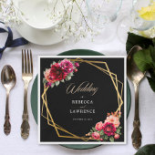 Rote Blütenhochzeit Serviette