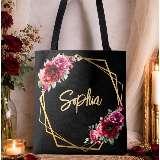 Rote Blütenhochzeit Tasche