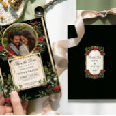 Rote Blütenschwarz und Gold Save the Date in Einladung