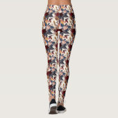 Rote Blütenvielfarbige Leggings (Rückseite)