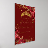 Rote Blütenwirbel Quinceanera Begrüßungszeichen Foliendrucke (Ablage )