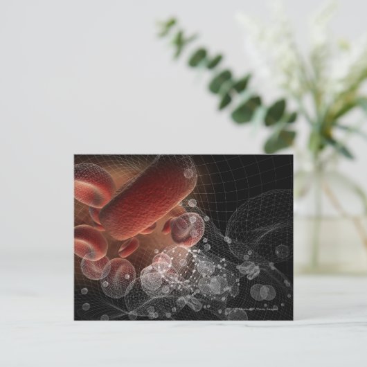 Rote Blutkörperchen in Wireframe Postkarte (Stehend Vorderseite)