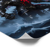 Rote Blutmond gepanzerte schwarze Drache Fantasy Poster (Ecke)