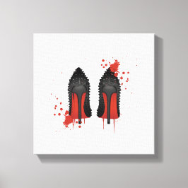 Rote Bodenaufkleber Schuhe High Heels & Spatter Leinwanddruck
