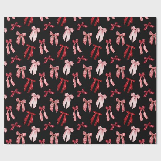 Rote Bogen auf schwarzem Hintergrund Geschenkpapier (Flach)