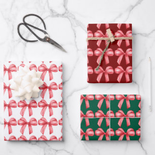 Rote Bögen Packpapier. Geschenkverpackung. Geschenkpapier Set