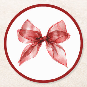 Rote Bogen-Rand-Brautjungfernparty Runder Pappuntersetzer