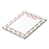 Rote Bogen und Weihnachts-Holzosen-Muster und Text Notizblock (Rotiert)