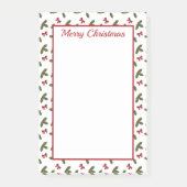 Rote Bogen und Weihnachts-Holzosen-Muster und Text Post-it Klebezettel (Vorderseite)