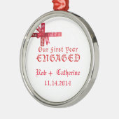 Rote Bogen-Verlobungs-Verzierung Silbernes Ornament (Links)