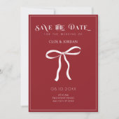 Rote Bogenband-Hochzeit Save The Date (Vorderseite)