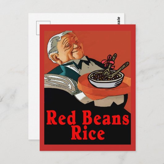 Rote Bohnen & Reis, Vintages Kellner Postkarte (Vorne/Hinten)