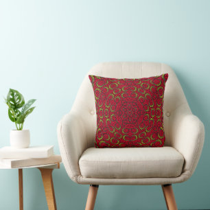 Rote Boho-Mandala-Geometrische Rosette Retro-Hippi Kissen