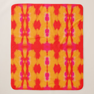 Rote Boho-Mode. Persischer Teppich. Wasserfarbensc Sherpadecke