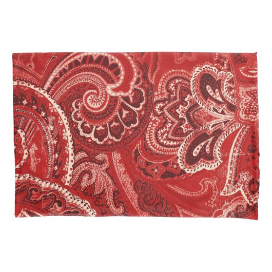 Rote Boho schicke Retro Hippie-Paisley-Bandanna Kissenbezug (Vorderseite)