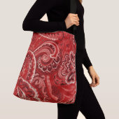 Rote Boho schicke Retro Hippie-Paisley-Bandanna Tragetaschen Mit Langen Trägern (Von Nahem)