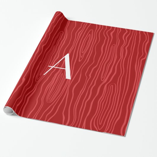 Rote bois Imitat des Monogramms Geschenkpapier (Ungerollt)