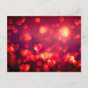 Rote Bokeh-Herzen Postkarte