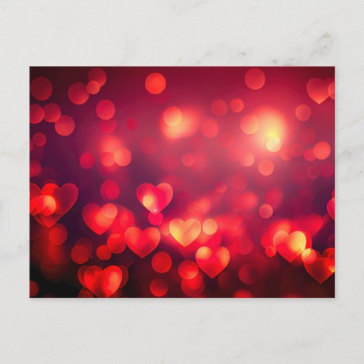 Rote Bokeh-Herzen Postkarte (Vorderseite)