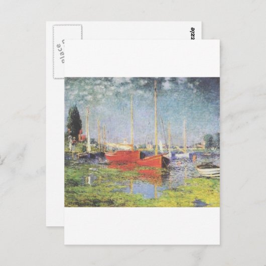Rote Boote, Argentinien, Claude Monet Postkarte (Vorne/Hinten)
