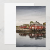 Rote Bootshäuser Norwegen Card Dankeskarte (Vorne/Hinten)